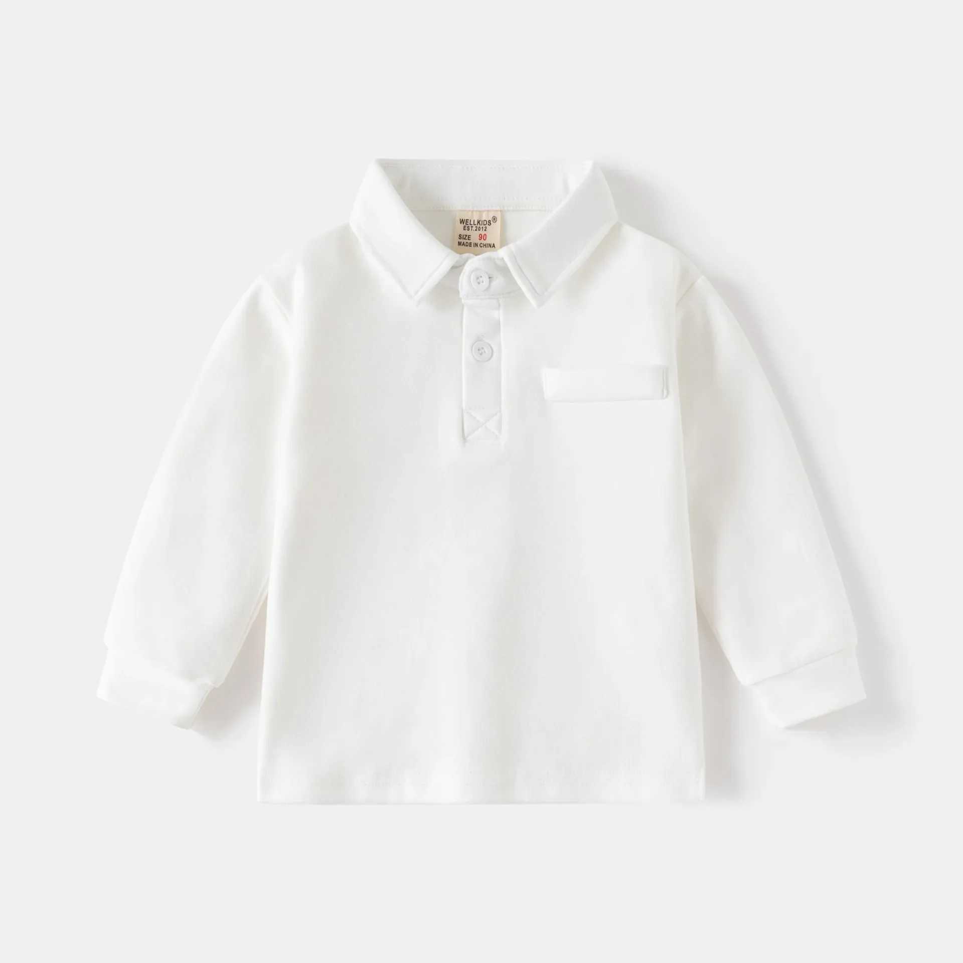 Boys autumn spring long sleeved pure white gray polo shirt childrens clothing 3 4 5 6 7 8 9 years old childrens top clothing direct shipping W241223