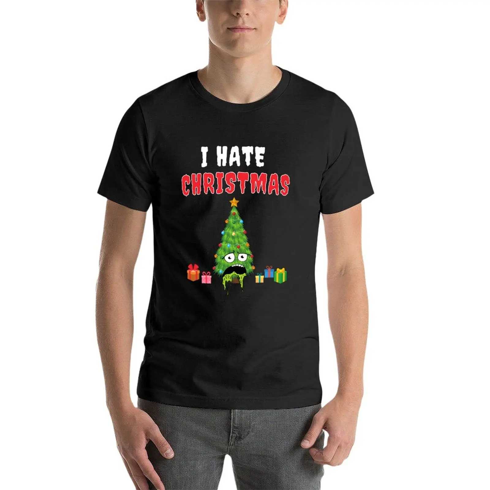 I hate Christmas costumes vomit Christmas trees interesting Christmas T-shirts customized t-shirts your own pure white t-shirt for men W241223