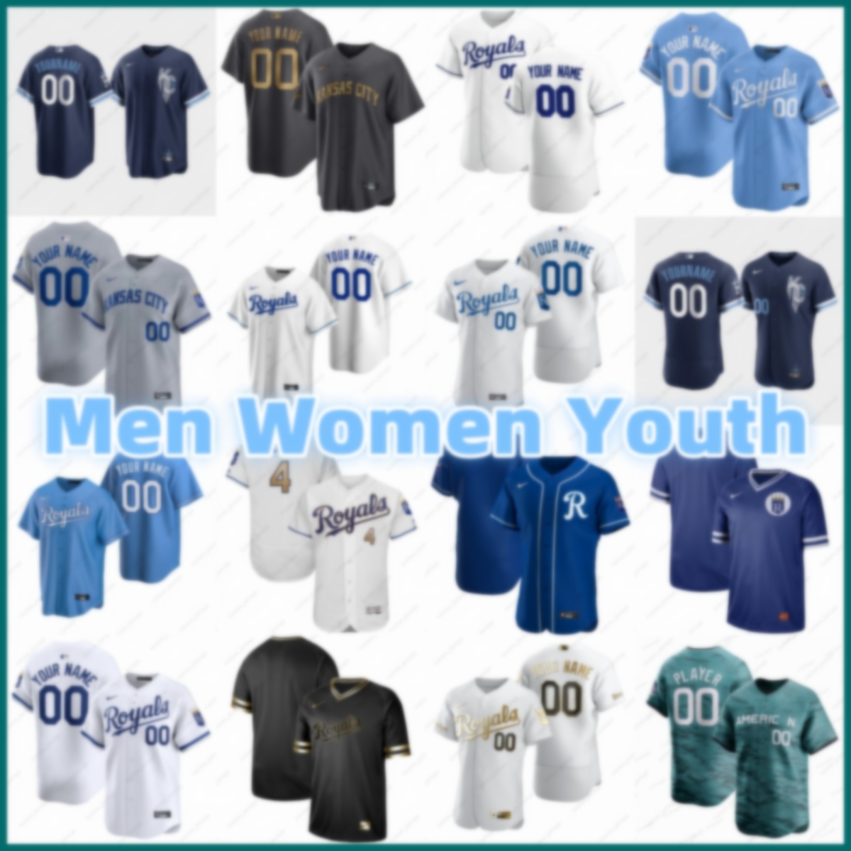 Royals Baseball Jersey custom Bobby 7 Witt Jr. Saador 13 Perez Vinnie 9 Pasquantino Cole 55 Ragans Michael 19 Massey men