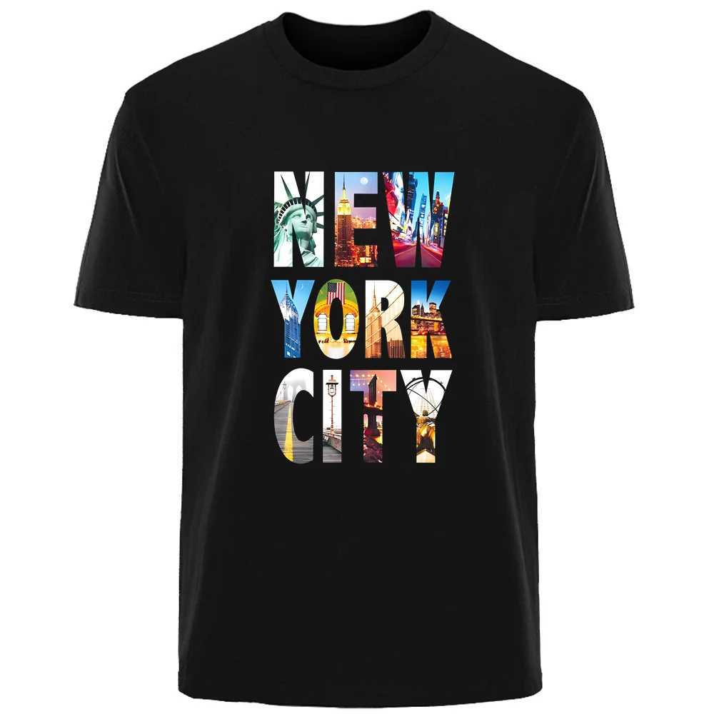 Creative Simple New York Printed Summer High Quality Mens Wear 100% Cotton Breathable T-shirt Casual Fashion Mens Wear W241223