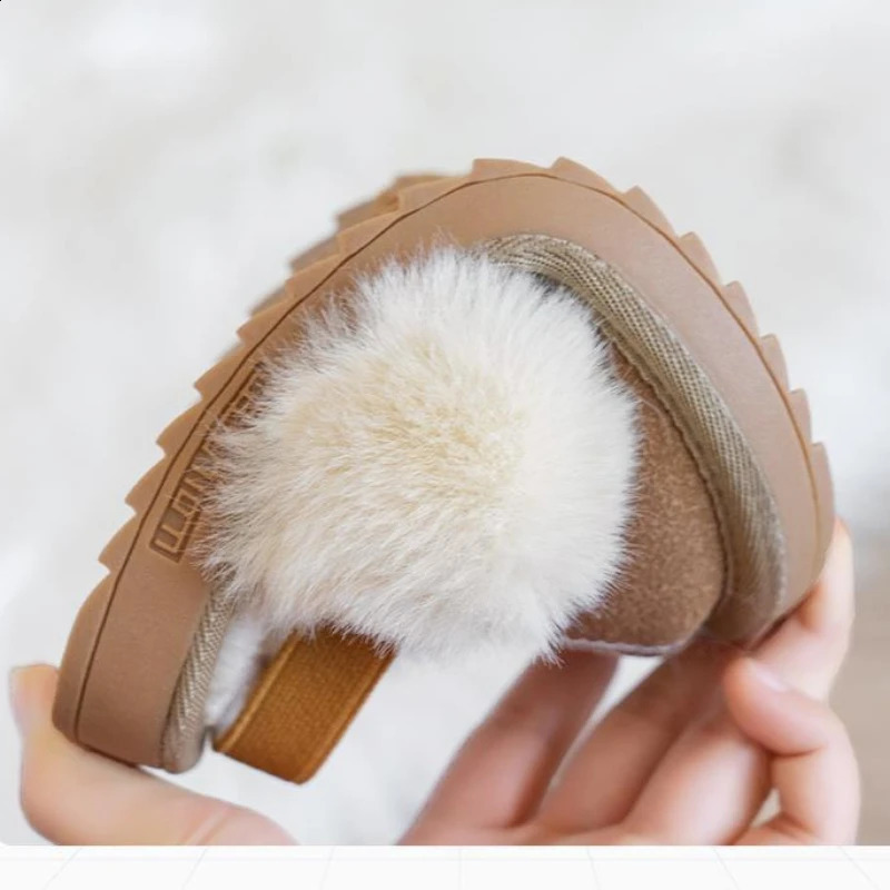 Children Indoor Slippers Thickened Warm Comfortable Non-slip Indoor Boots Artificial Leather Waterproof Plush Childrens Shoes 241223