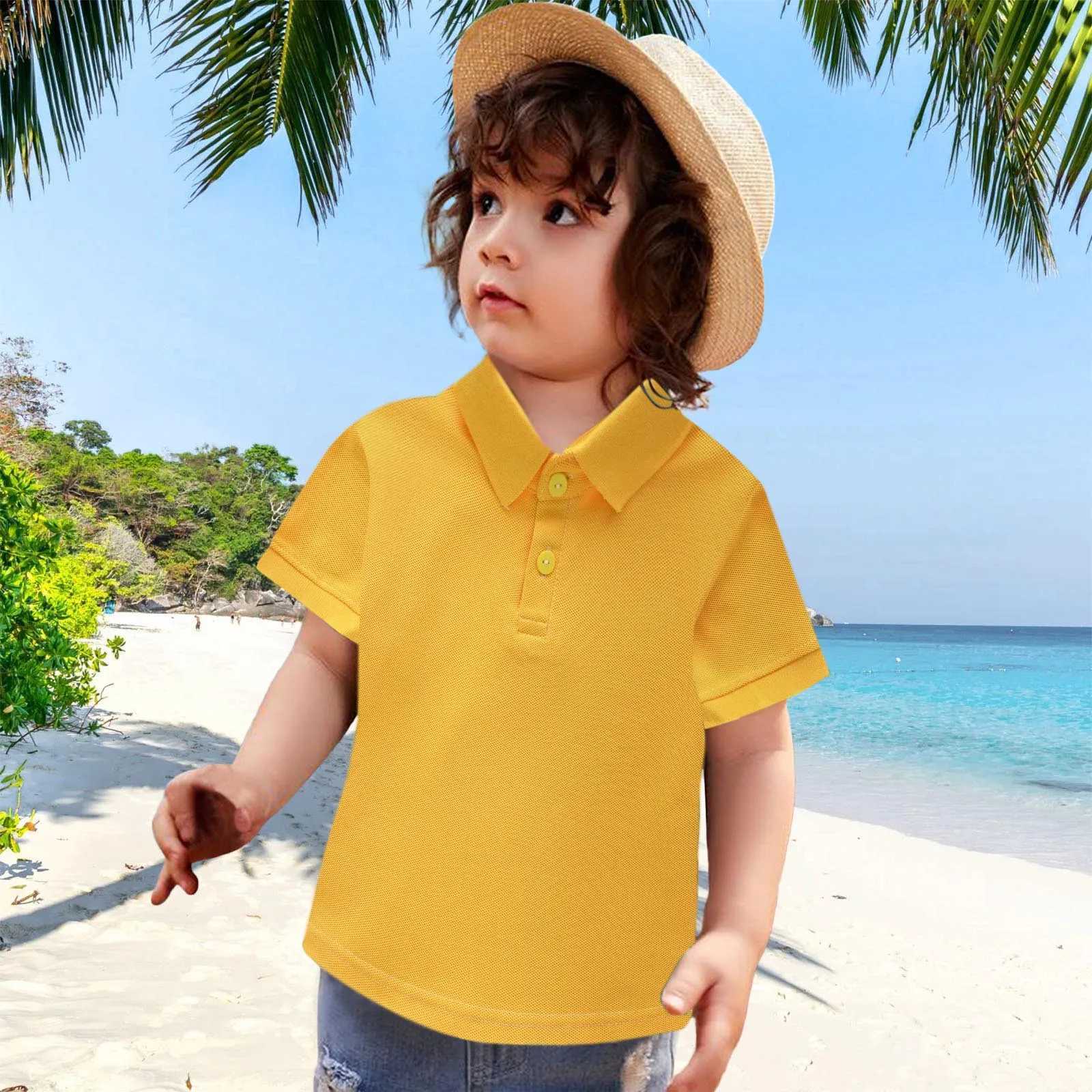 Girl and boy casual classic design slightly elastic cotton polo childrens clothing spring and summer indoor and outdoor childrens clothing W241223