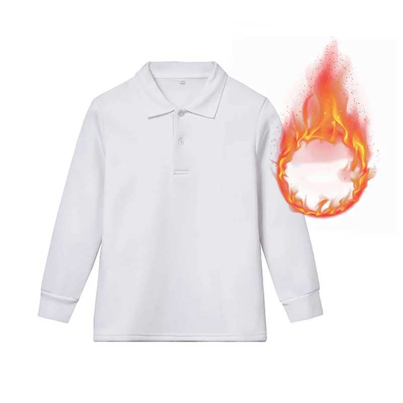 Winter Warm Childrens Boys Clothing Wool Long sleeved Polo Shirt Fashion Youth White Sports Polo Girls Collar Clothing W241223