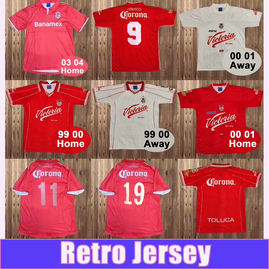 1999 2000 Deportivo Toluca Mens Retro Soccer Jerseys 03 04 SANCHEZ Home Red Away White Football Shirt Short Sleeve Vintage Adult Uniforms