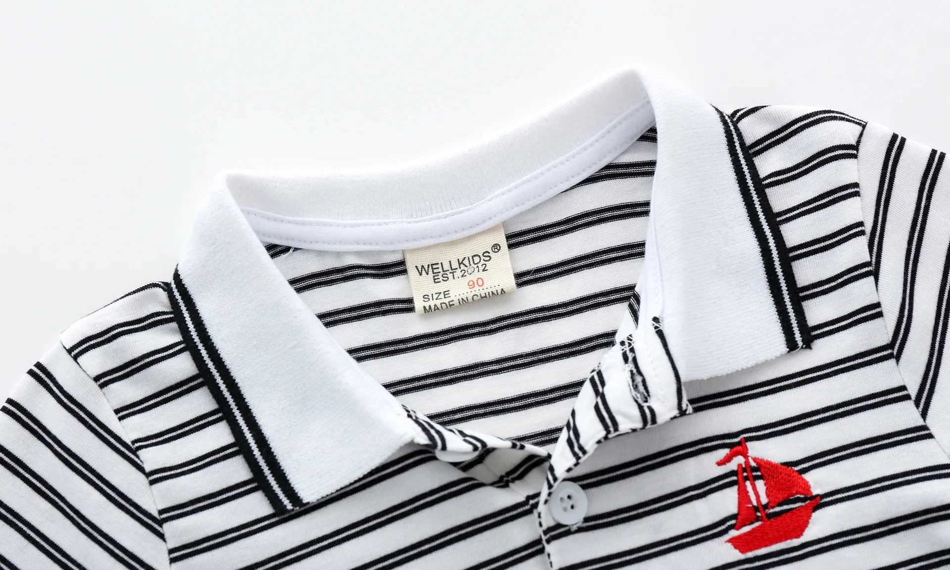 Boys polo shirt short sleeved summer striped childrens top wearing childrens T-shirt soft boys shirt clothing W241223