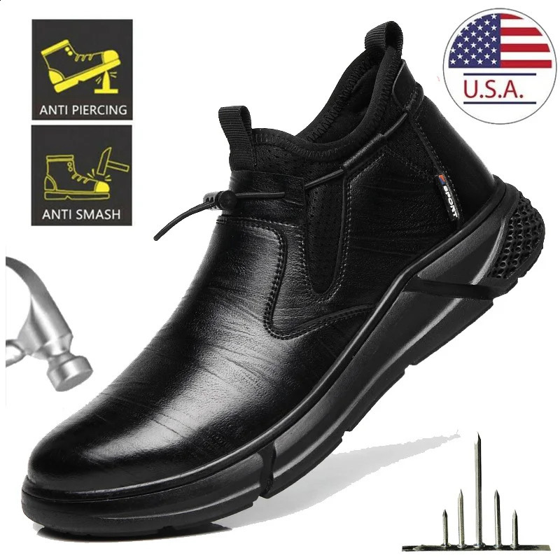 Work safety shoes steel toe caps non transportable industrial boots shock resistant and waterproof ankle boots 241223