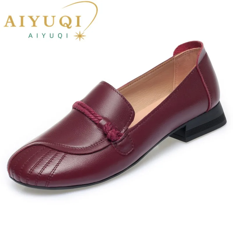 Elegant AIYUQI Women's Autumnal Leather Shoes with Non-Skid Sole & Optimal Comfort