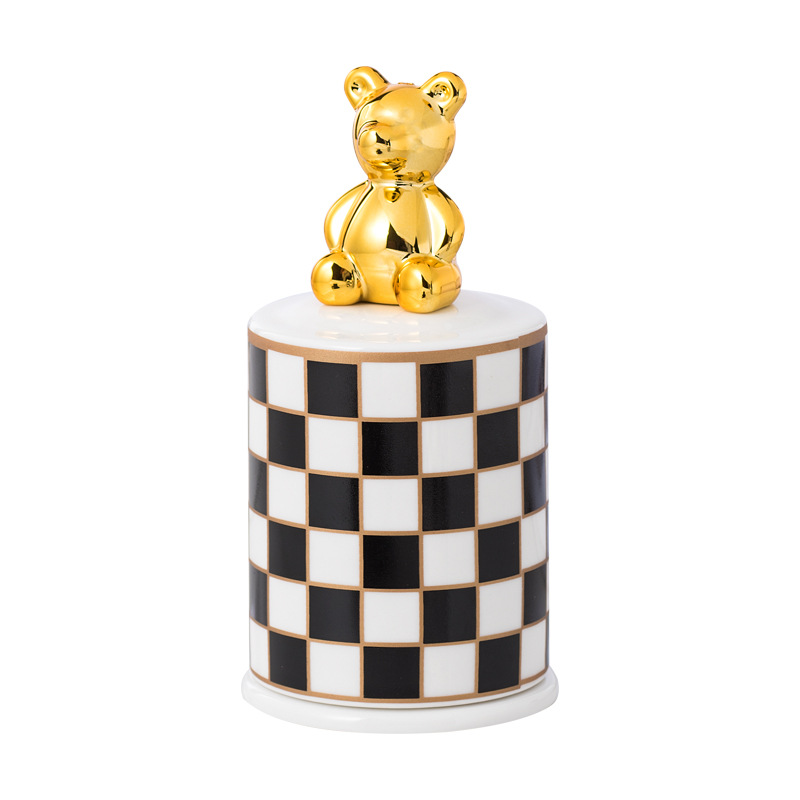 & Courtly Check Enamel Canister Blackandwhite Kitchen Container With Lid Mini 240820 Drop Delivery Ho Housekeeping Ot9Hh