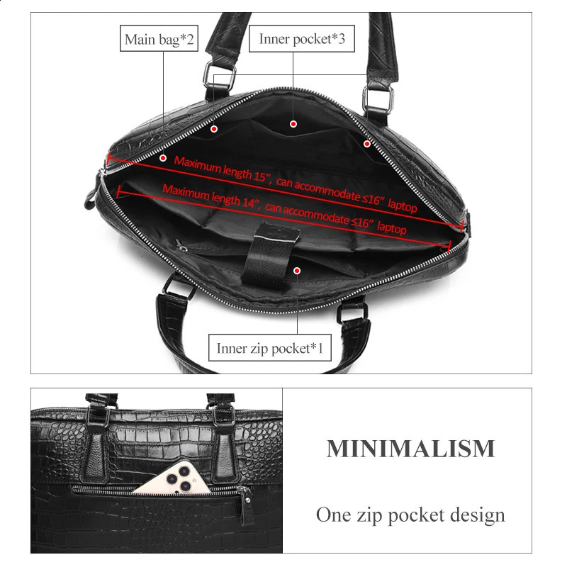 2025S New Free Shipping Designer Bag SCHLATUM Genuine Leather Grain Briefcases Hard For Men 15.6 Inch Laptop Briefcase Bags Computer Bag Handbags