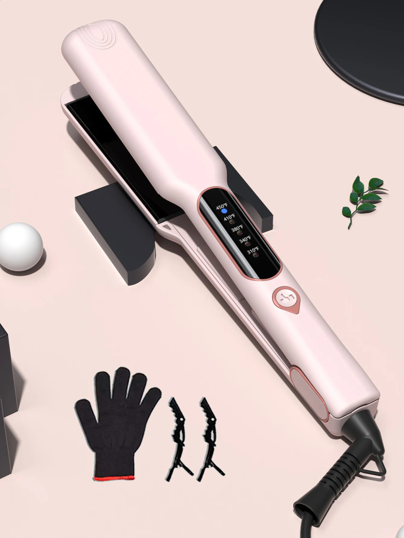 Straighten Smooth Hair Medium Smart Control Temperature Pink black Ceramic Hairdressing Tools 241224