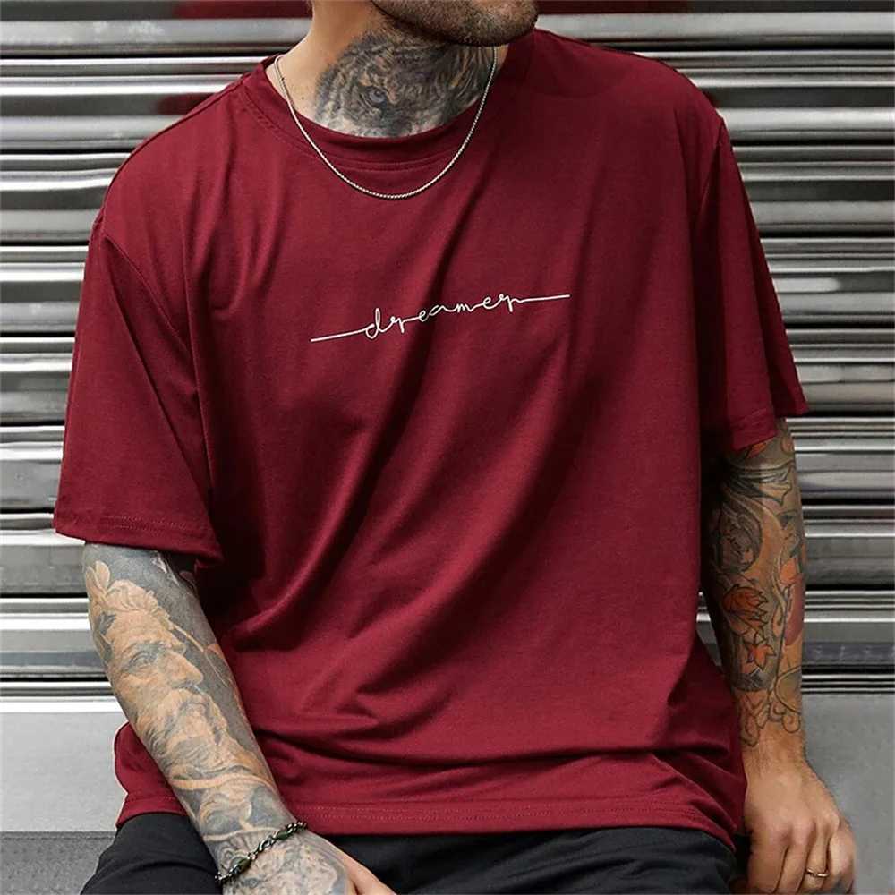 Simple summer mens T-shirt high-quality mens daily casual sportswear trend new clothing oversized loose short sleeved W241223