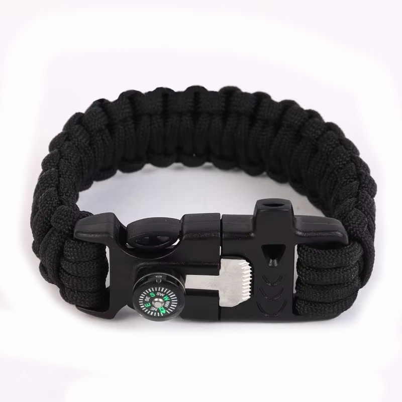 fire starter paracord bracelet with compass whistle for outdoor survival