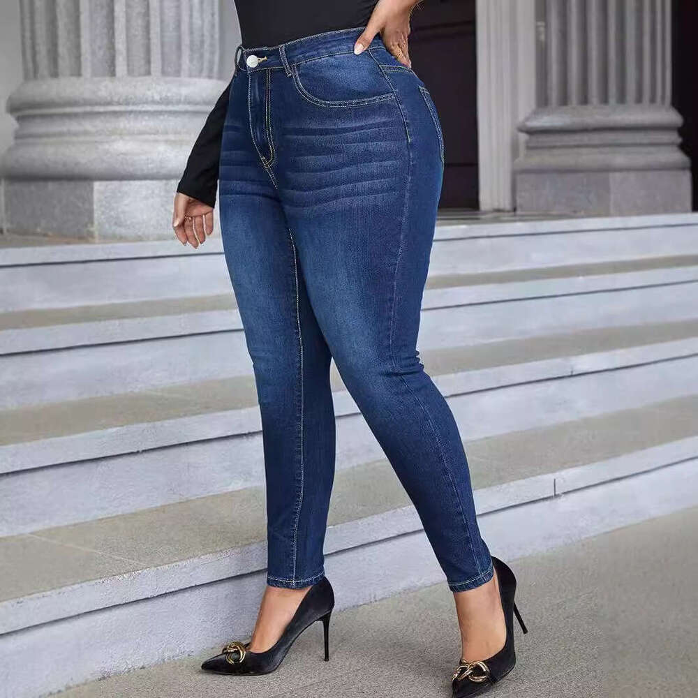 hoodie Street Pants Large Denim Shorts For Spring And Autumn Classic High Waisted Elastic Slim Pencil Pants jacket