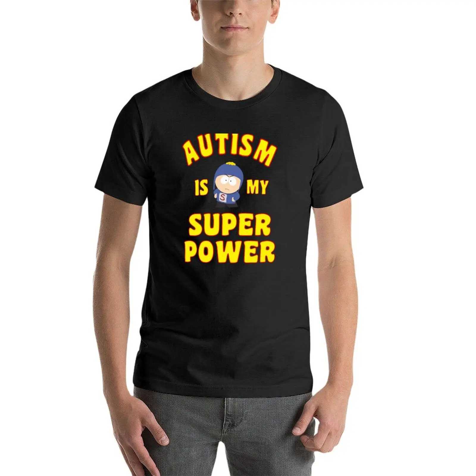 Autism is my super powered T-shirt customized solid color anime mens solid color T-shirt W241223
