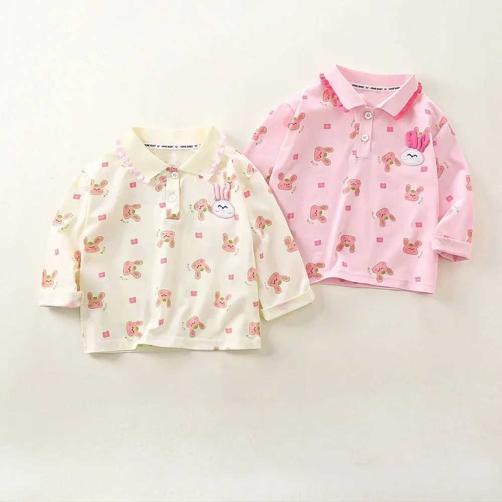 Baby girl polo shirt childrens rabbit sports shirt Embroidery Pullover long sleeved top 2024 spring/summer childrens clothing fashion W241223