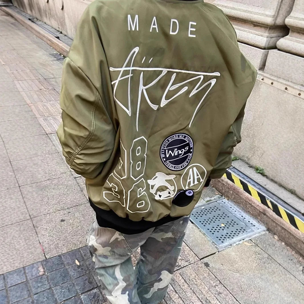 Vintage American Style ed Mens And Womens Loose Fit Versatile Aviation Jacket Niche n Sensibility Trendy Basebal 241224