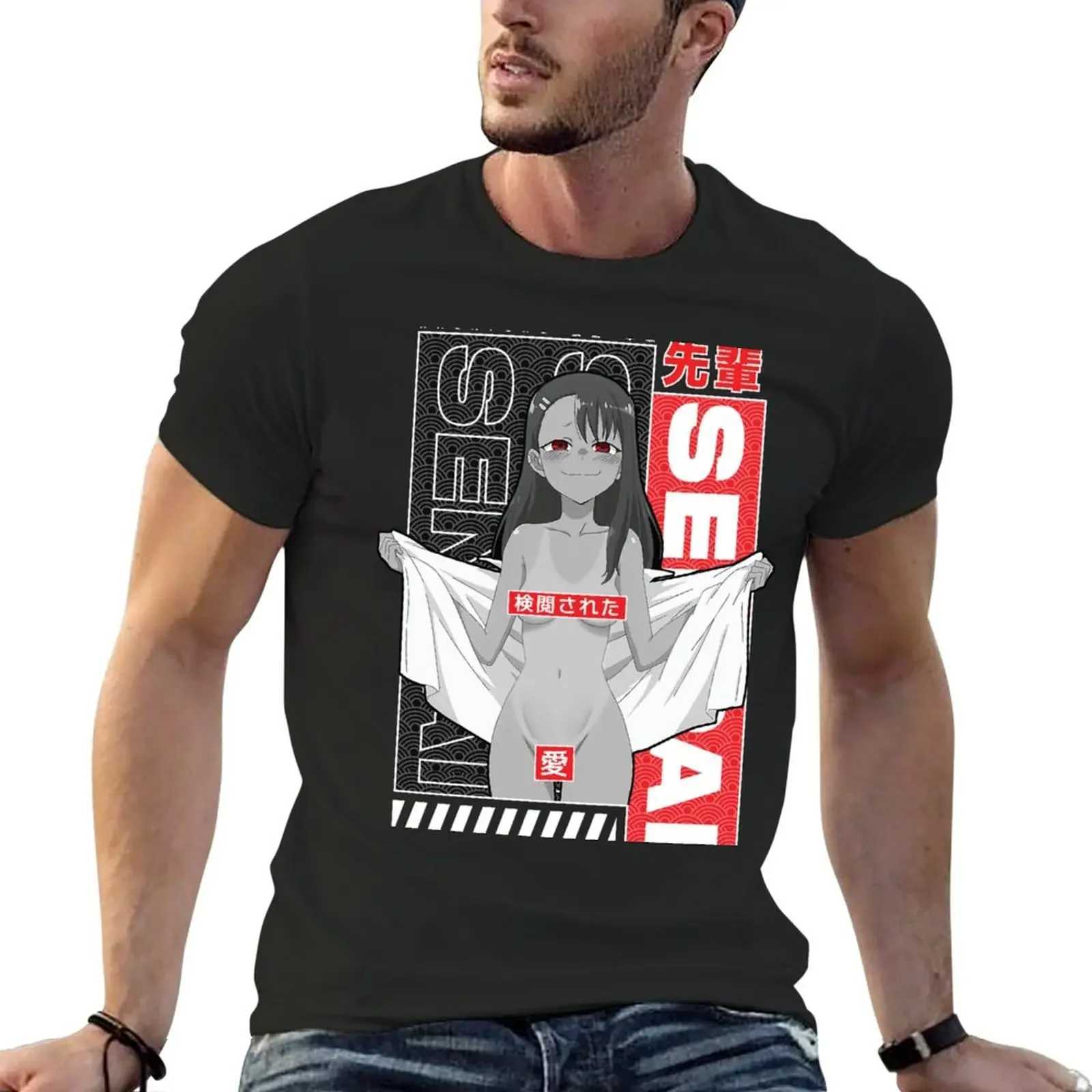 New fashion heavyweight hot selling Nagasaki smile T-shirt solid color T-shirt oversized anime plus size top mens exercise shirt W241223