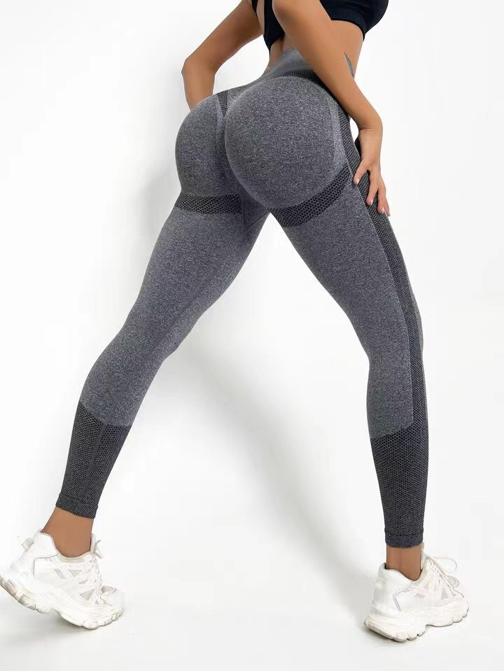 Trendy solid color women's smiling pants, high waisted and hip lifting yoga pants abdominal shaping sports pants leggings elastic fitness outdoor