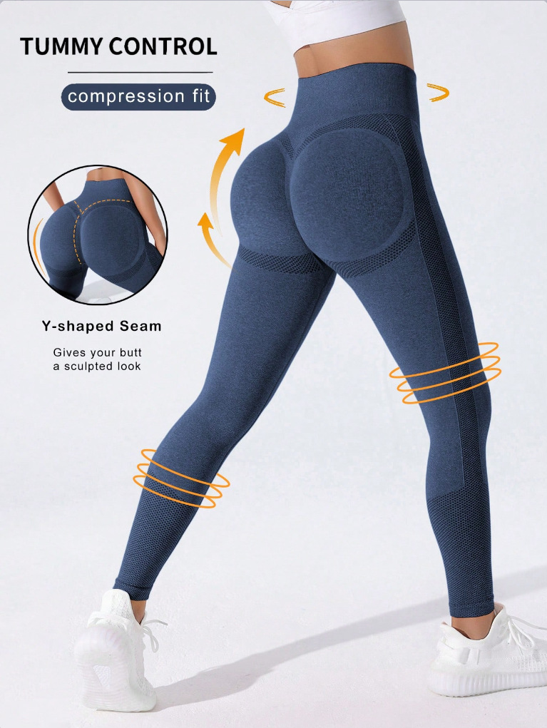 Trendy solid color women's smiling pants, high waisted and hip lifting yoga pants abdominal shaping sports pants leggings elastic fitness outdoor