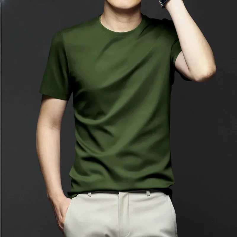 Minglu Modal Summer Mens T-shirt High Quality Short Sleeve Solid Color Round Neck Simple Casual Mens T-shirt Plus 5XL W241223