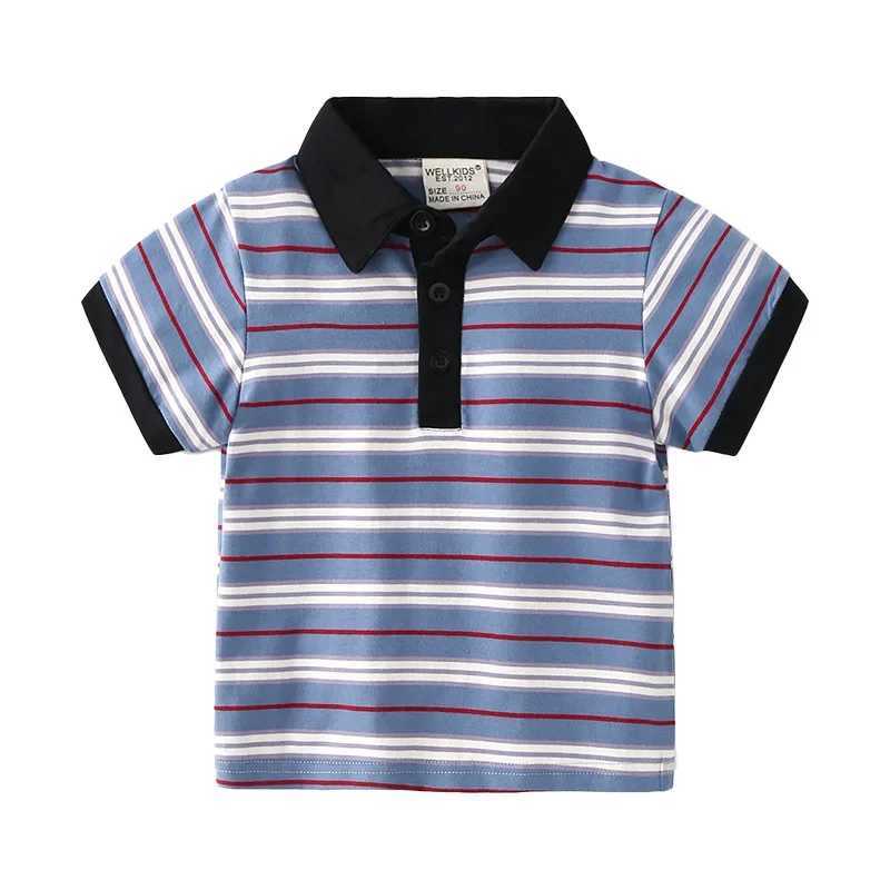 Childrens T-shirt soft boys clothing boys polo shirt short sleeved summer striped childrens top 90-130 cm W241223