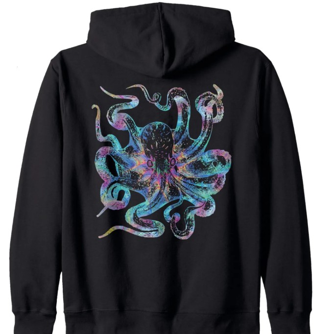 Hoodie for Mens Womens Psychedelic Octopus Gift - Colorful Ocean Sea Hoodie Graphic Hoodies sweatshirt cool