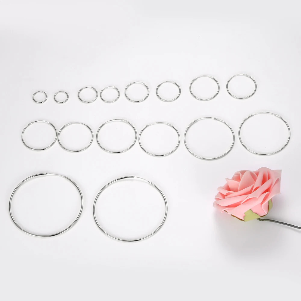 15/20/25/30/35/40/50/70mm 100% S925 Big Huge Thin Hoop Earrings Large Round Circle Ear Jewelry for Women Lady Girl Gold Color 241224