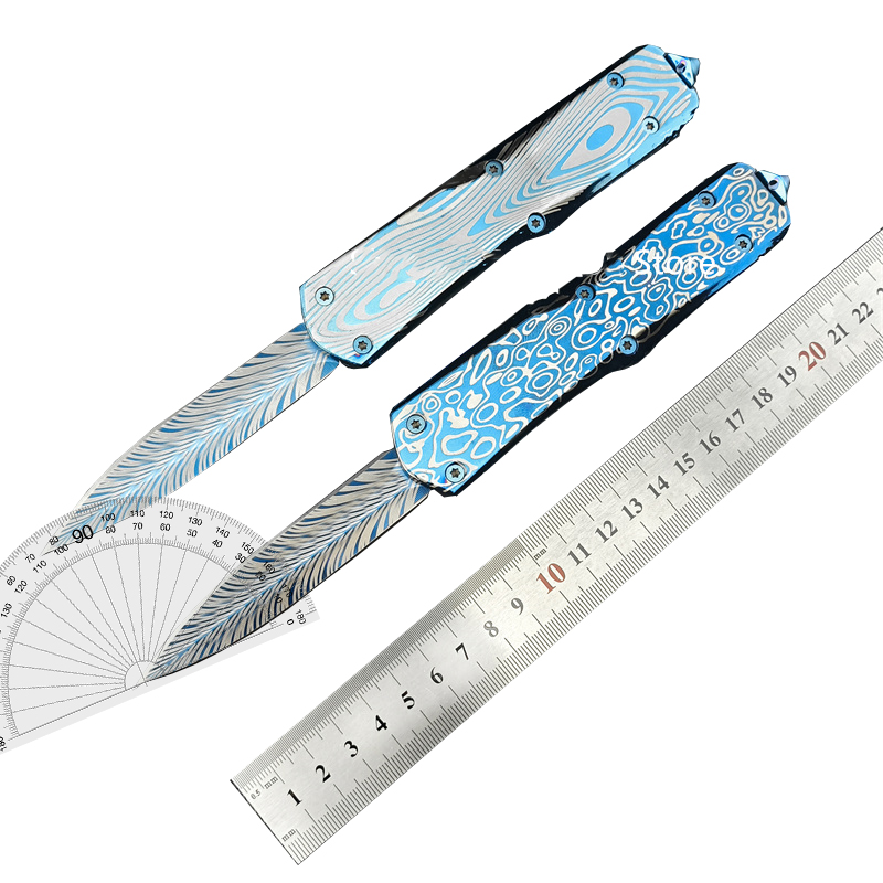 High Quality Micr Assisted Pocket 440C Blue Titanium Blade Zinc Aluminum Alloy Handle Outdoor Multifunction Hunting Knife 3300 3400 4850 Men Collector