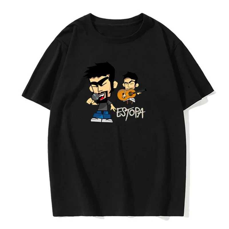 Summer casual fashion mens Fun Estopa printed T-shirt simple short sleeved round neck European size cotton summer top W241223