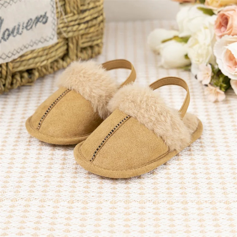 Baby Girls Sandals Cute Plush Patchwork Princess Flats Casual Walking Shoes for born Infant Toddler 241223