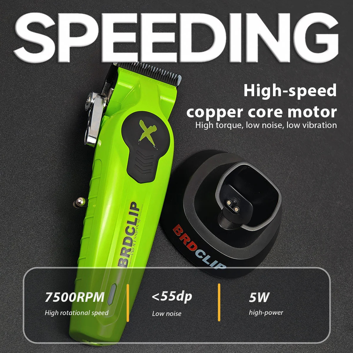 BRDCLIP FA1C 7500RPM Barber Professional Hair Clipper High Speed Motor 2500mAh Electric Trimmer DLC Blade With Base 241224