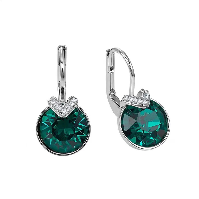 Mini Bella V Drop Earring for Women Friends Birthday Crystals from Austria Round Cut Dangle Silver Gold Color Pierced Jewelry 241224