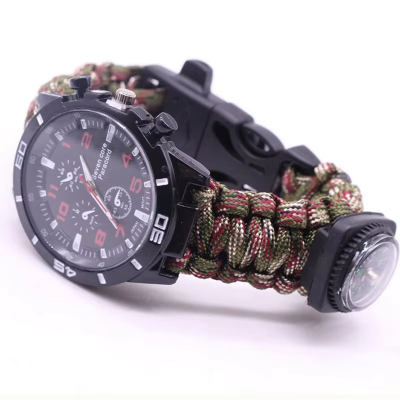Waterproof Paracord Bracelet Survival Watch Outdoor Paracord Watch With Compass