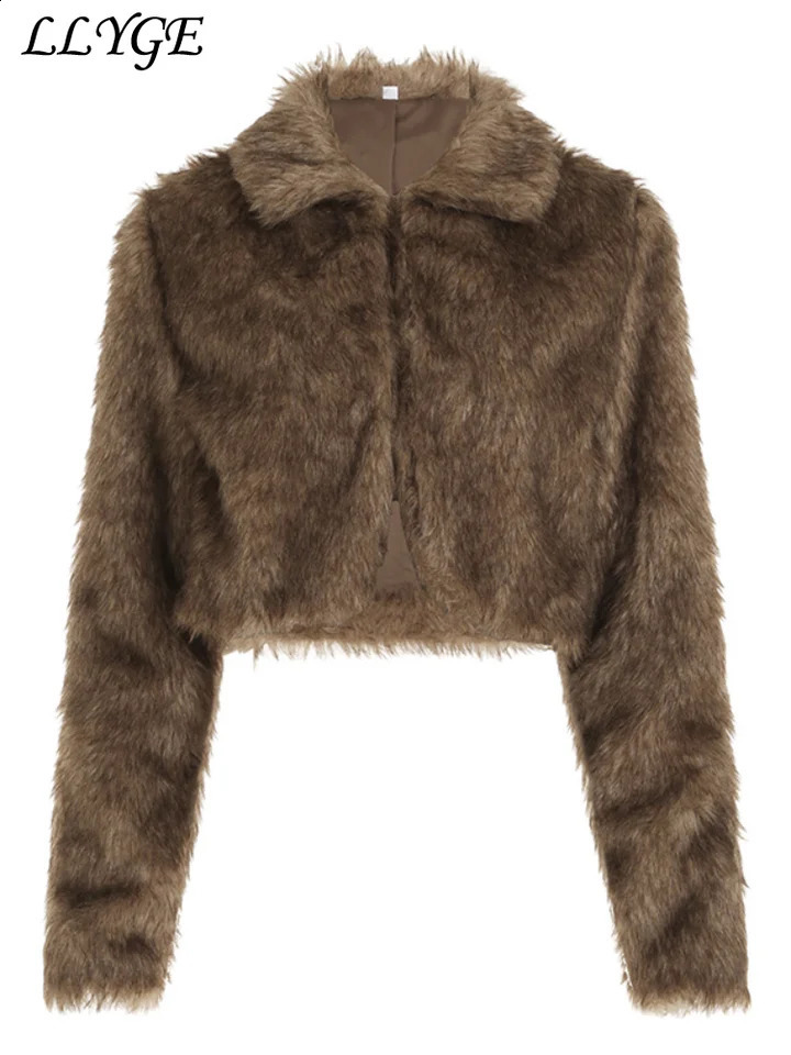 Sexy Crop Fur Coat Mini Skirt Sets Women Lapel Full Sleeve Coats Patchwork Leather Skirts Autumn Winter Lady Street Outfits 241220