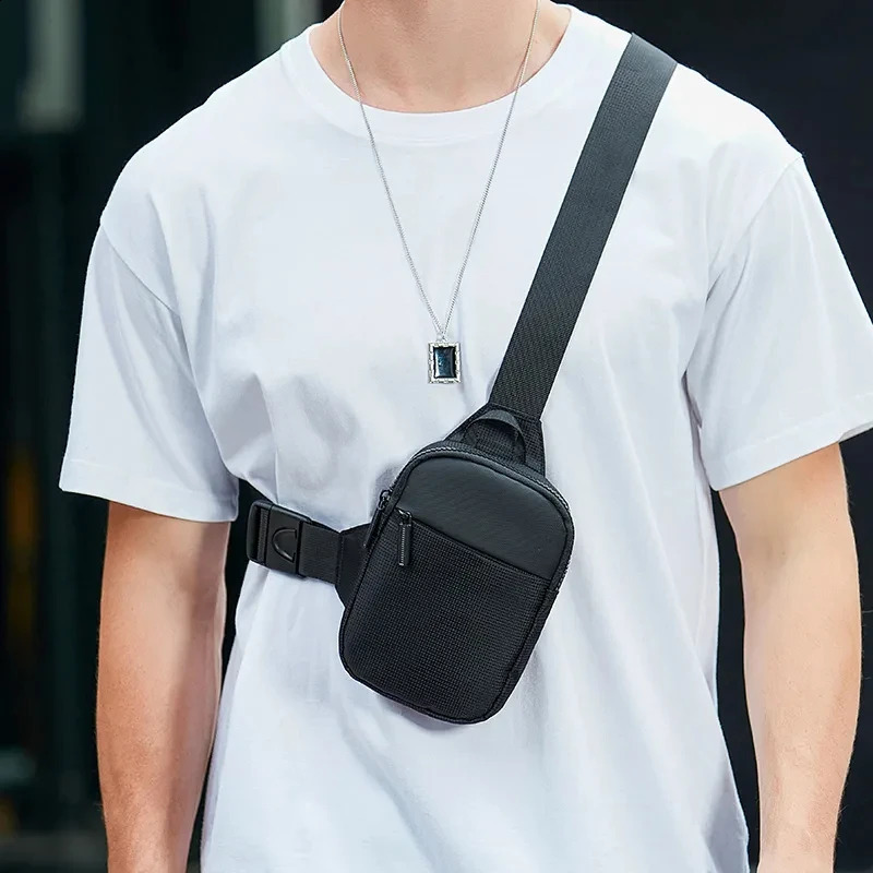 Japanese Mens Chest Bag Fashion Small Canvas Shoulder Crossbody Bags for Man Mini Cloth Sling Sport Cross Phone Male Handbag 241224