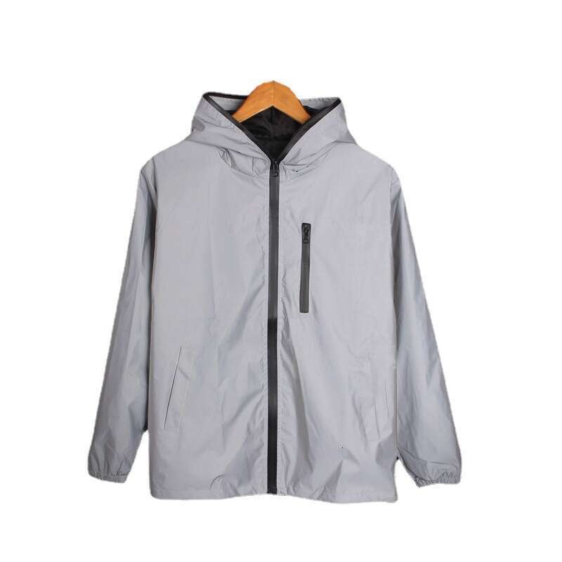 Autumn Night Light Rush Windproof Trendy Brand Couple Reflective Clothing Solid Color Coat Student Male and Female
