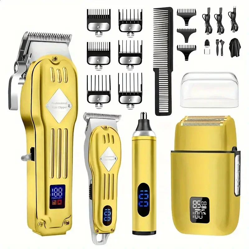 RUCHA Hair Clippers For Men T-Blade Nose Hair Trimmer Foil Shavers For Men Barber Kit 4 In 1 Professional Men Hair Clippers 241224
