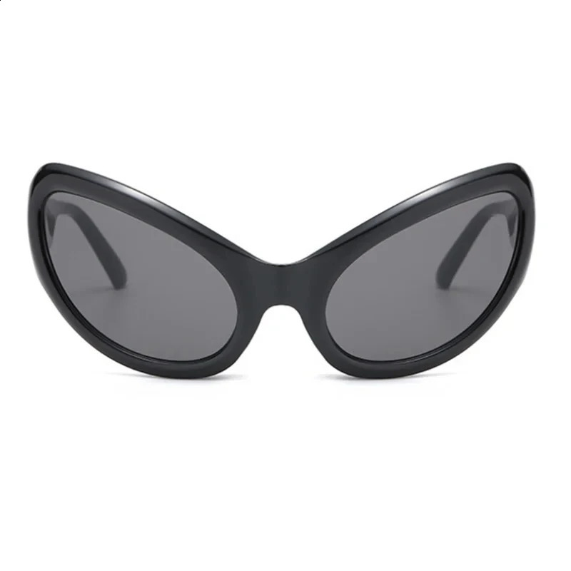 Cat Eye Sun Glasses Women Vintage Steampunk Shades Silver Alien Style Cyber Y2K Sunglasses Men Fashion Punk 241224