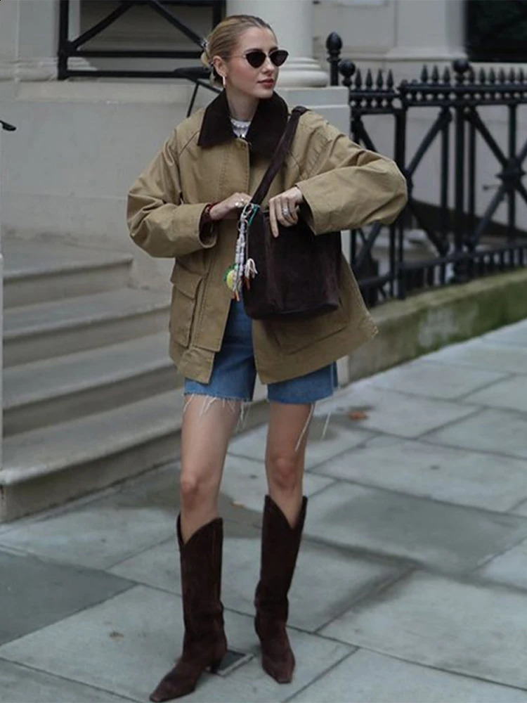 Casual Panelled Jacket Women Fashion Lapel Full Sleeve Single Breasted Female Jackets Autumn Street Commute Loose Lady Coat 241220