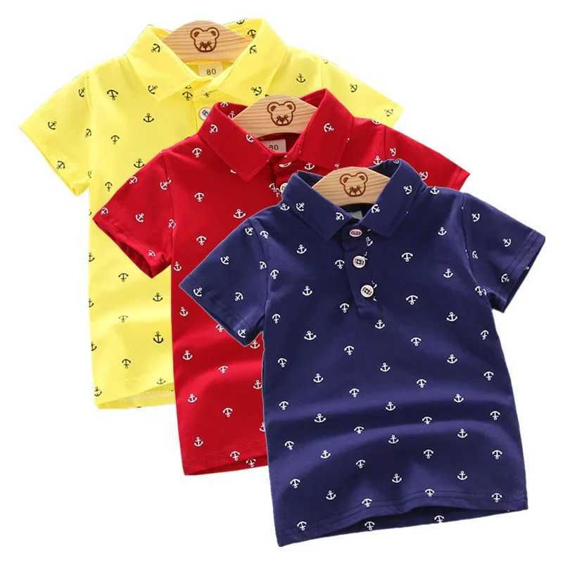2024 Summer Shirt Baby Boys and Girls Short Sleeve Collar Clothing Childrens Cotton Printed Breathable Top Childrens Clothing 12M-5Y W241223