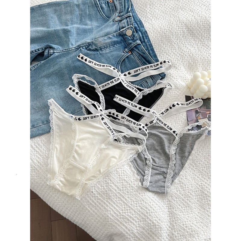 Sweet Japanese Small Fresh Cotton Panties Women's Hot Cute Sports Lettering Breathable No Trace Fashion Comfort Trend Briefs