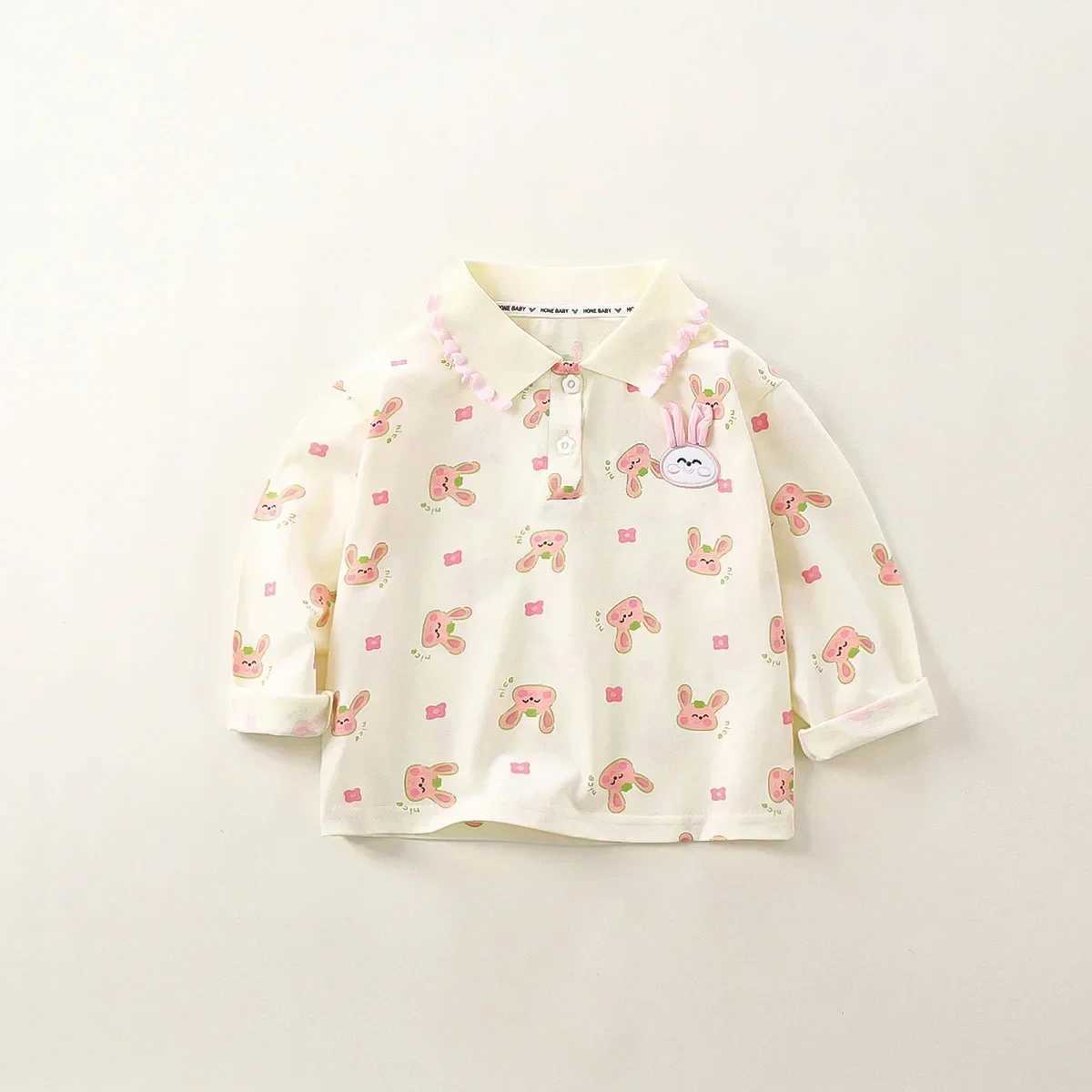 Baby girl polo shirt childrens rabbit sports shirt Embroidery Pullover long sleeved top 2024 spring/summer childrens clothing fashion W241223