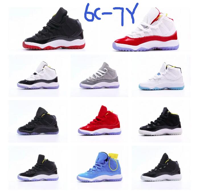 Athletic Outdoor Big kids 11 Space Jam Bred Concords Youth fashion Boys Basketball Shoes Sneakers Children Boy Girl Kid 11s White Pink Gray Suede Toddlers young boys