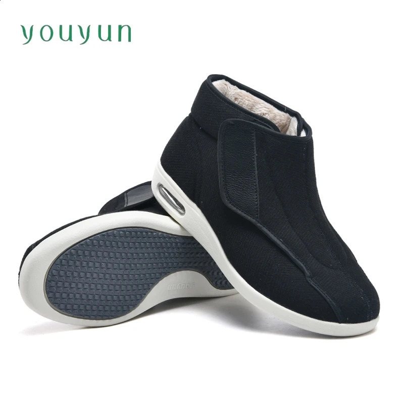 Winter high top leisure shoes for the elderly Super wide mens diabetes shoes Adjustable elderly upright walking shoes 241223