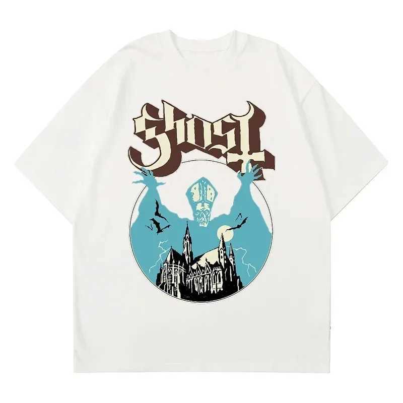 New Ghost Band T-shirt for Women Super Large Fashionable Cool London Singer Fans Must Have Summer Short sleeved Printed Rock Solid Black T-shirt W2412