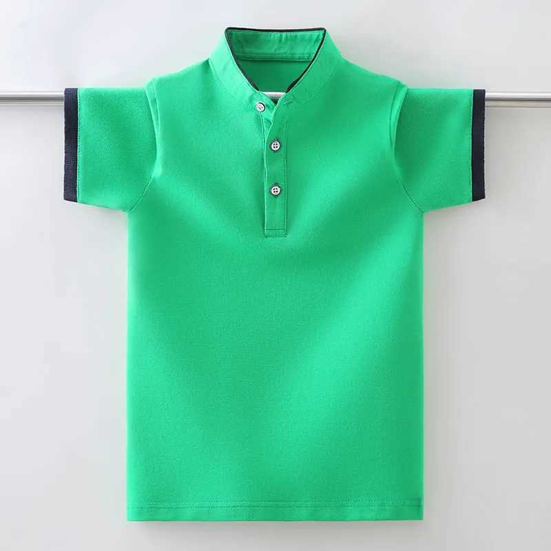 Boys school uniform polo shirt 2024 new summer childrens casual short sleeved top suitable for children aged 4-15 W241223
