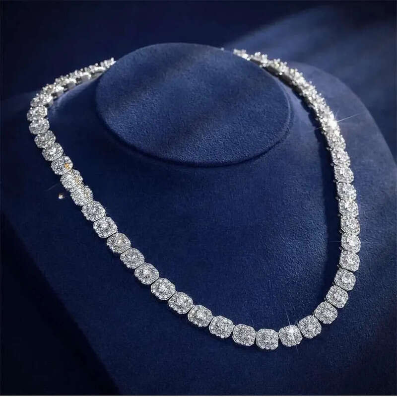 Fire Jewelry 6mm 10mm Sterg Sier d Color Vvs Moissanite Dia Cluster Tennis Chain Necklace for Men Women