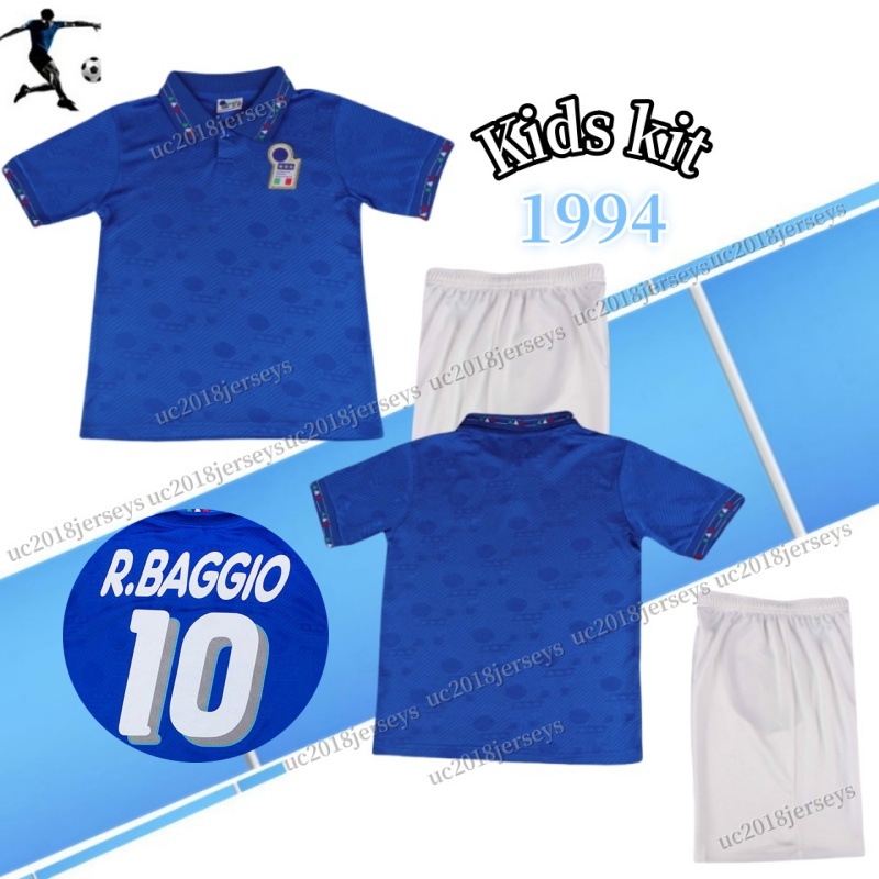 Kids kit boy 1994 Italy retro soccer jerseys R.BAGGIO 94 italy home MALDINI BARESI Roberto Baggio children classic football Shirt