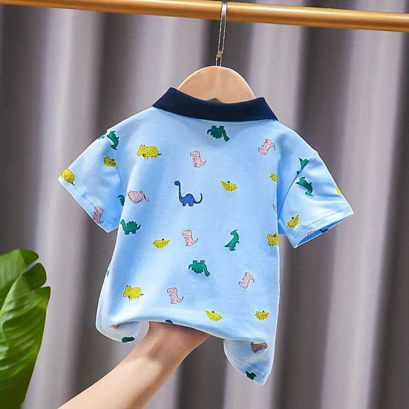 Summer Boys 2024 Korean Fashion Casual Breathable Collar Dinosaur/Mobile/Polo Shirt 2-7 Years Old W241223