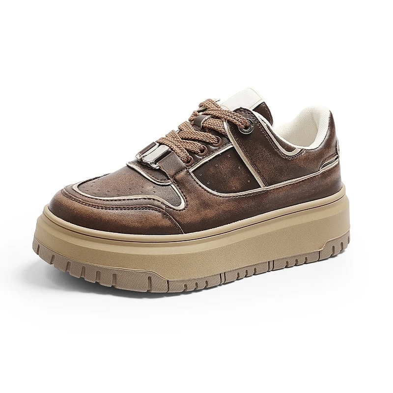 AIYUQI Women's Sneakers Shoes Thick Sole Fashion Retro Female Sneakers Flat Bottom Casual Shoes Women